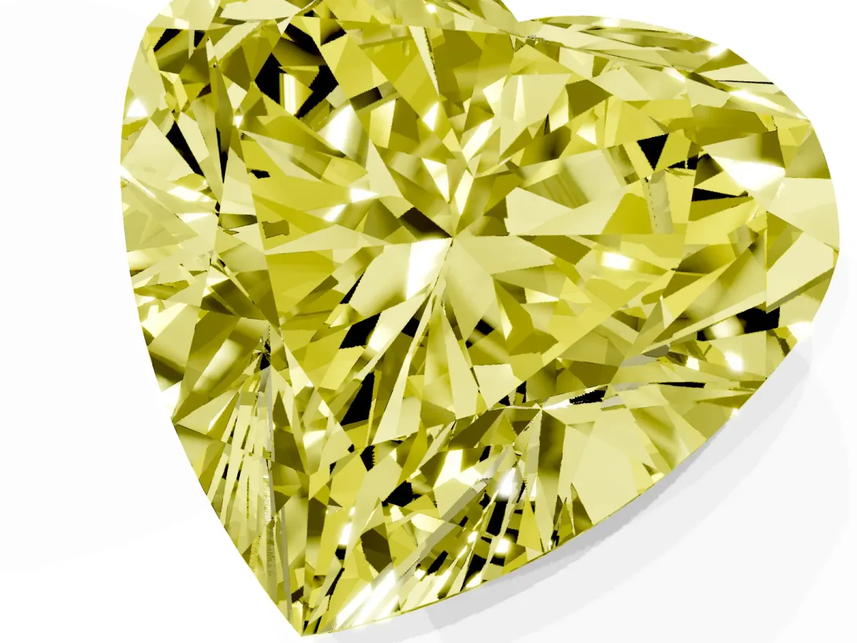 Fancy Yellow Heart Cut Diamond Ring with Marquise Side Stones and Prong Setting Platinum