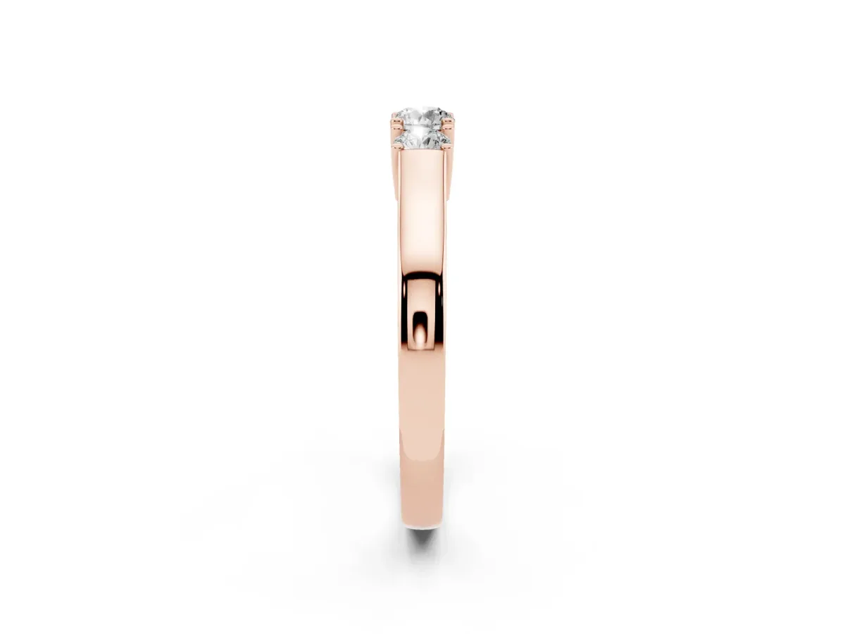 Three-Stone Round Cut Diamond Channel Set Band with Prong Setting Rose gold