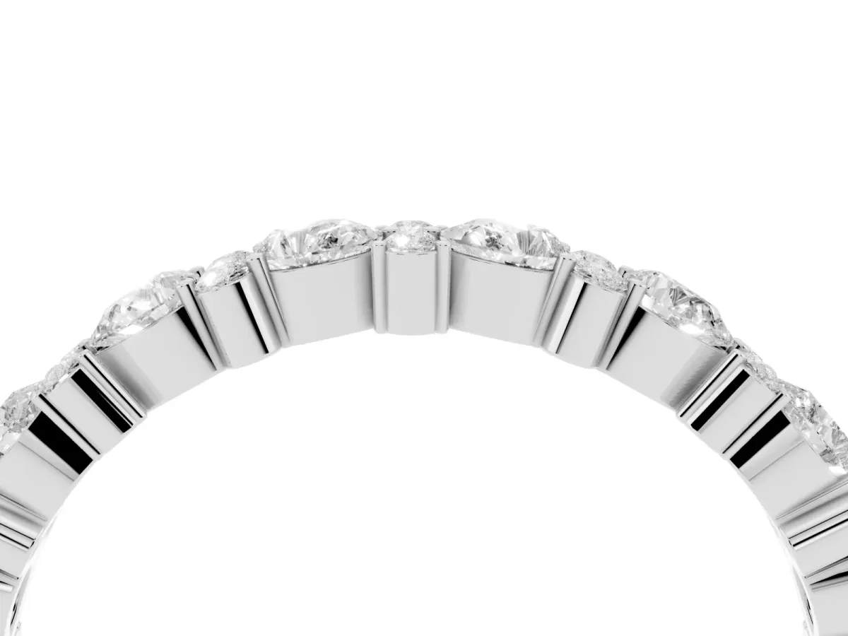 Pear and Round Diamond Wedding Band Platinum