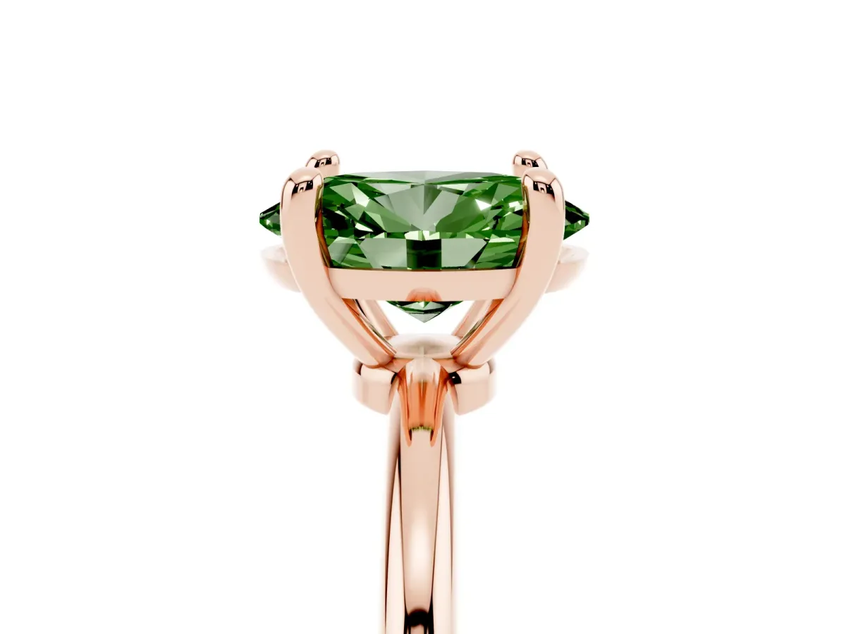Fancy Green Oval Cut Solitaire Diamond Ring with 4-Prong Setting on a Classic Band Rose gold
