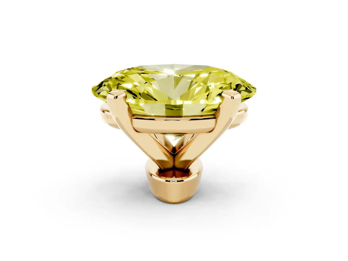 Fancy Yellow Oval Cut Diamond Solitaire Ring with Prong Setting and Classic Band Yellow gold