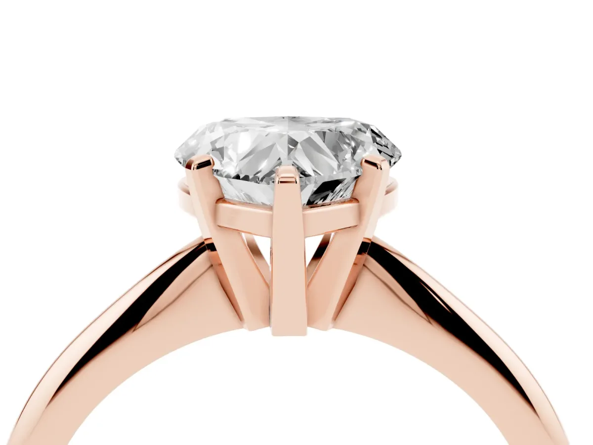 Heart Cut Cut Solitaire Ring with Four-Prong Setting on a Classic Band Rose gold