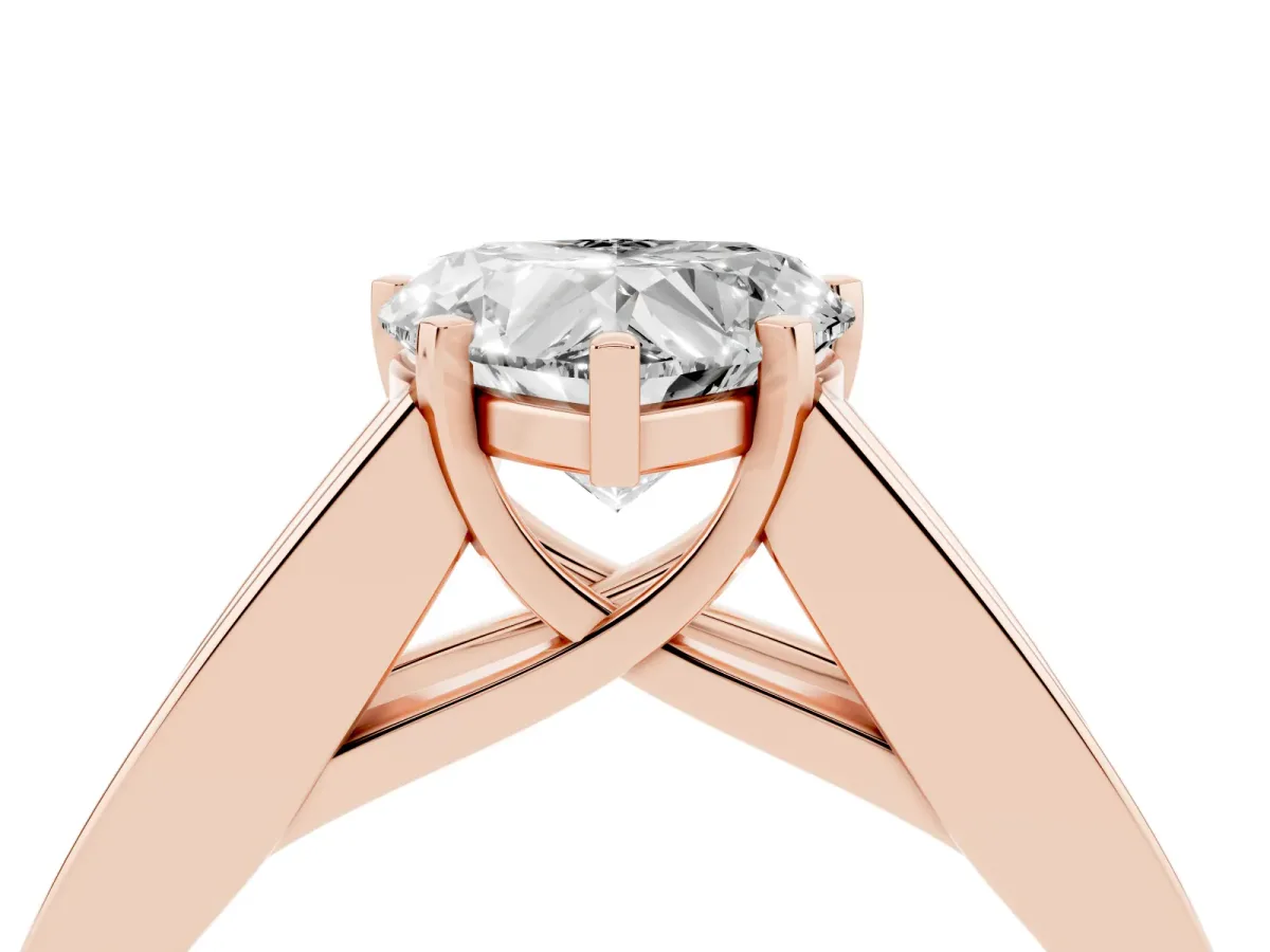 Heart Cut Cut Channel Set Solitaire Ring with Four-Prong Setting Rose gold