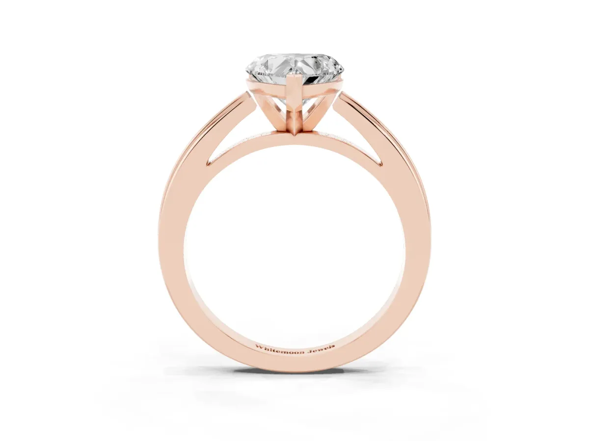 Heart Cut Solitaire Diamond Ring with Four-Prong Setting and Classic Band Rose gold