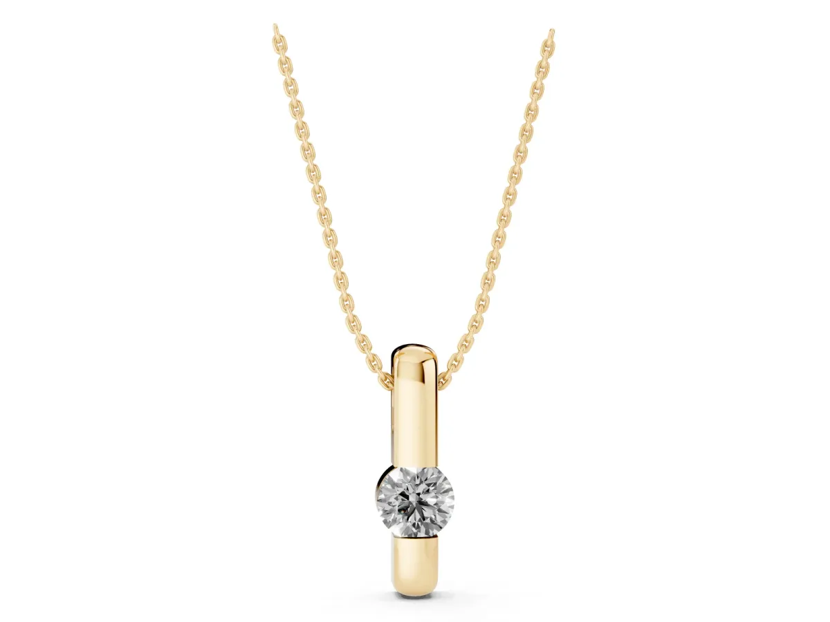 Round Bezel-Set Diamond Pendant Yellow gold