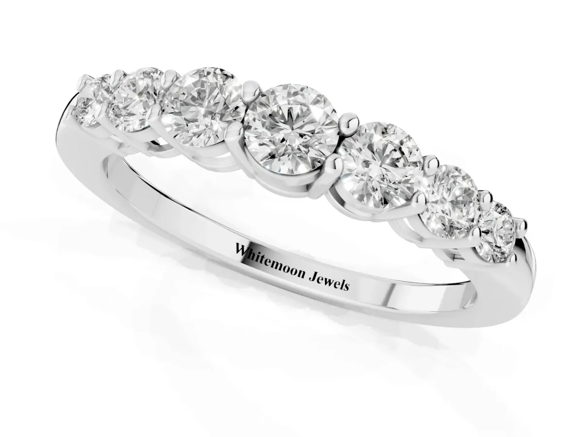 Round Diamond Prong-Set Half-Eternity Band Silver