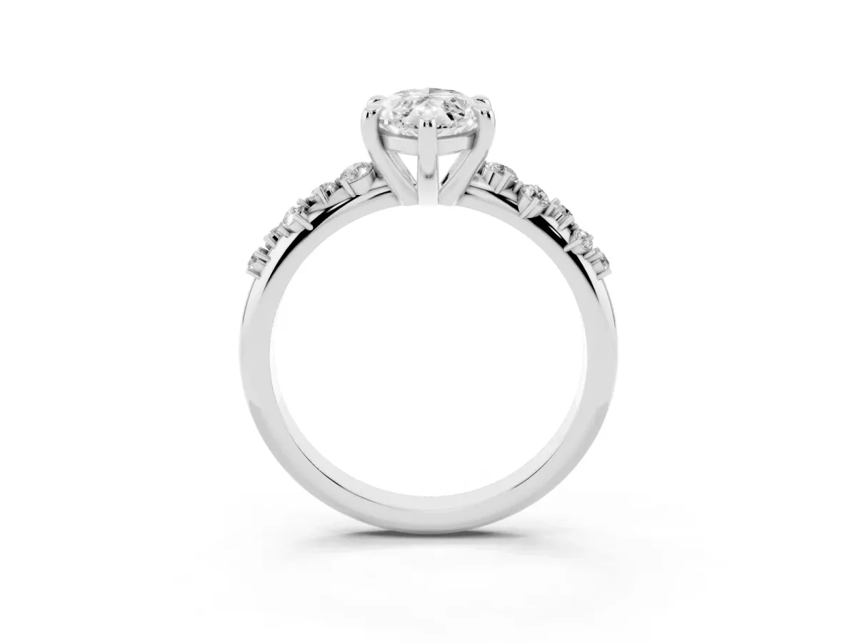 Marquise Cut Cut Diamond Vine Band with Four-Prong Setting Silver
