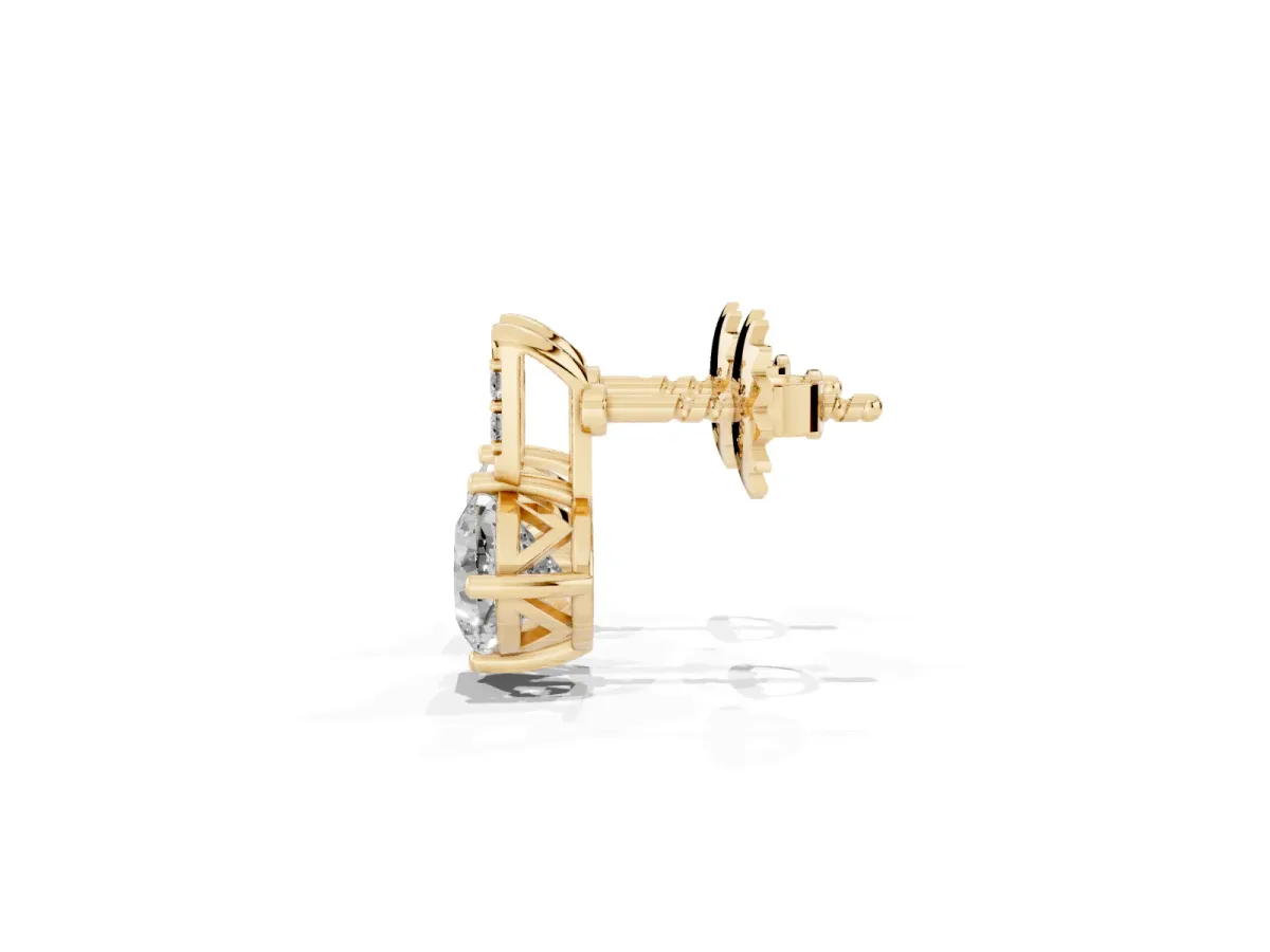 Sideways Cushion Diamond Drop Earrings with Diamond Accent Yellow gold