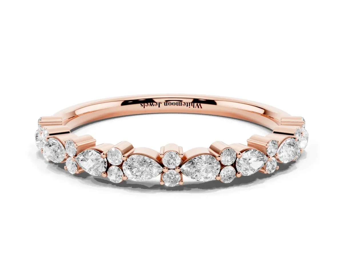 Pear and Round Diamond Wedding Band Rose gold
