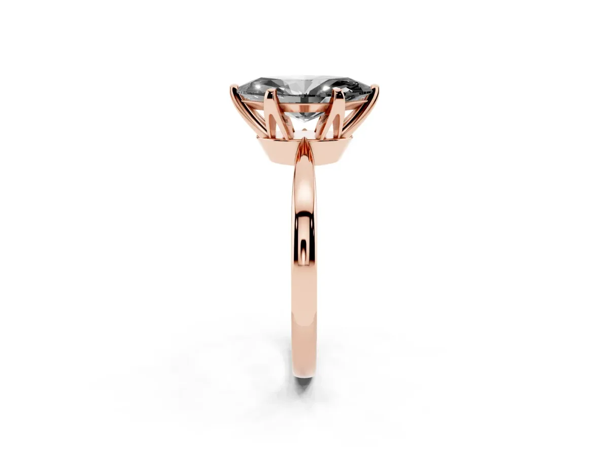 Fancy Black Marquise Cut Solitaire Engagement Ring with Six-Prong Setting and Tapered Band Rose gold