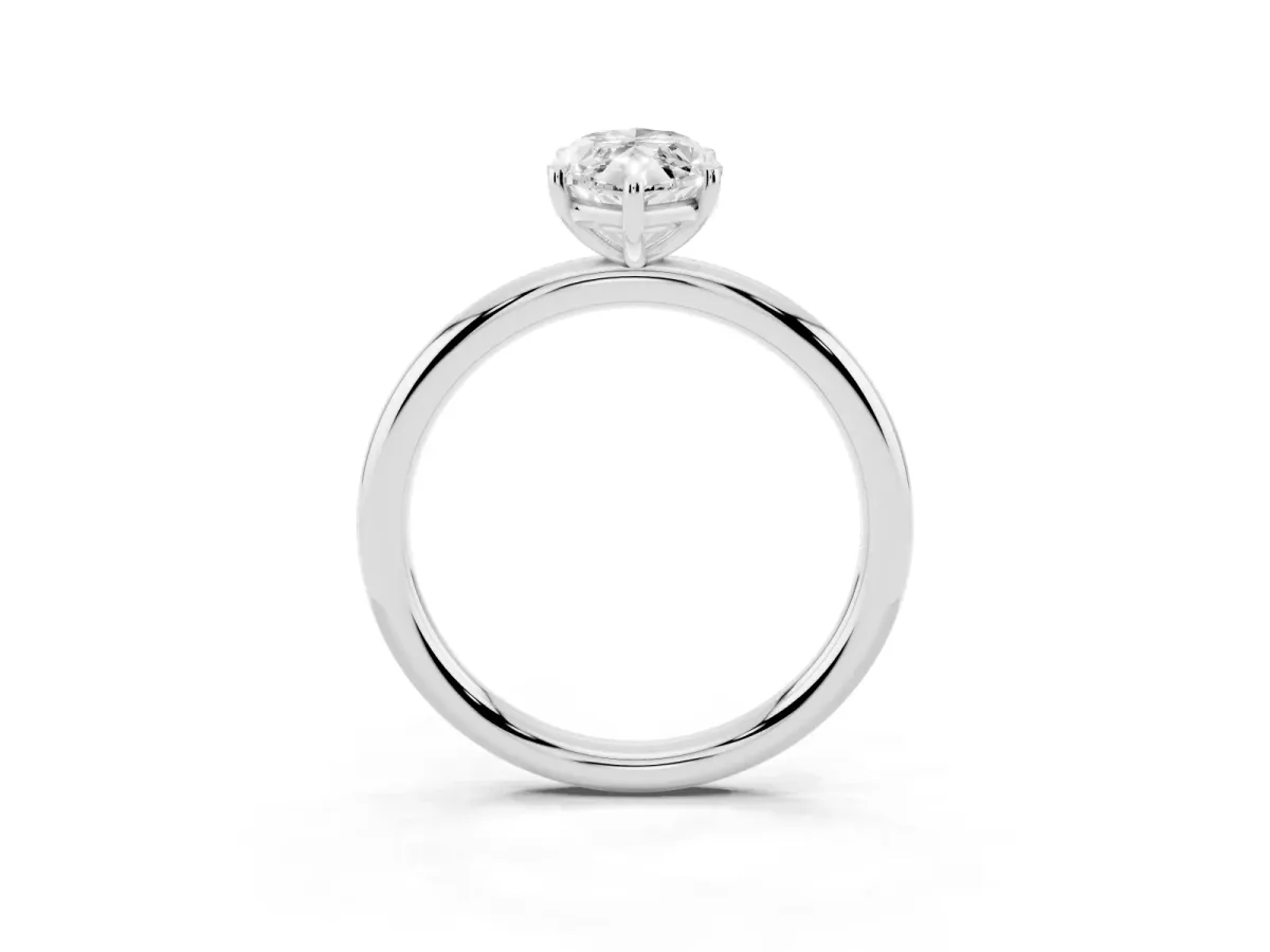 Marquise Cut Solitaire Diamond Ring with Four-Prong Setting on a Plain Band Platinum