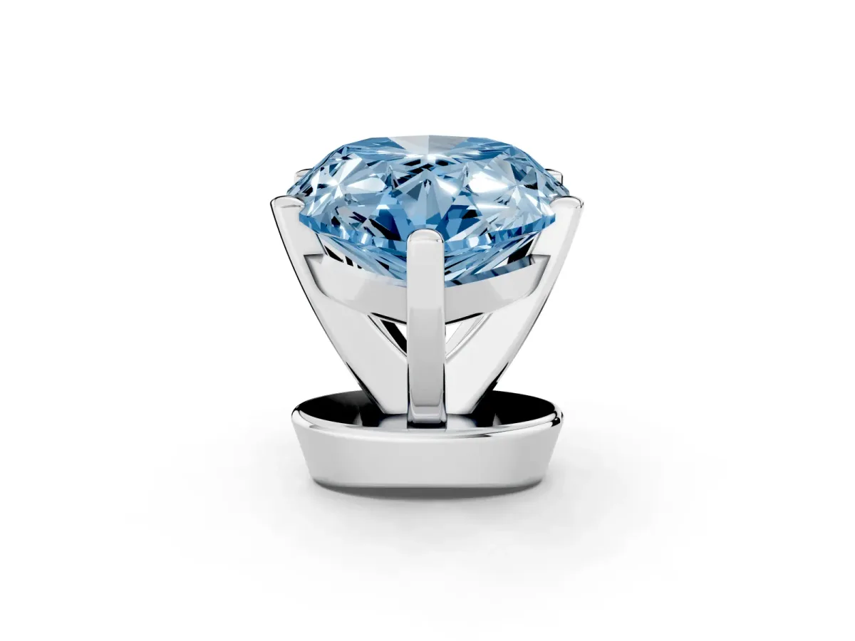 Fancy Blue Pear Cut Diamond Solitaire Ring with Prong Setting and Classic Band Platinum