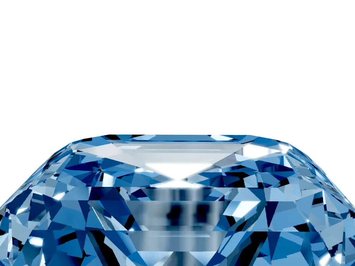 Fancy Blue Asscher Cut Halo Diamond Ring with Milgrain Edge and Round Prong Setting Silver