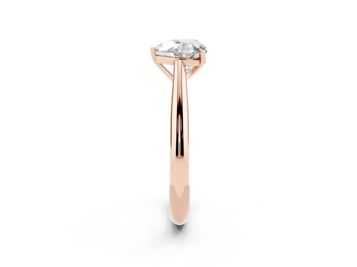 Heart Cut Diamond Solitaire Engagement Ring with Cathedral Setting and Four-Prong Mount Rose gold