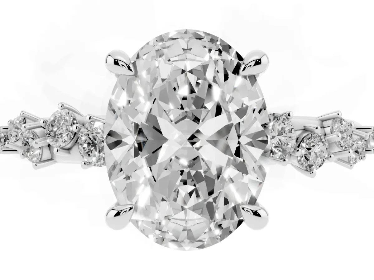 Oval Cut Cut Diamond Vine Band with Four-Prong Setting Silver