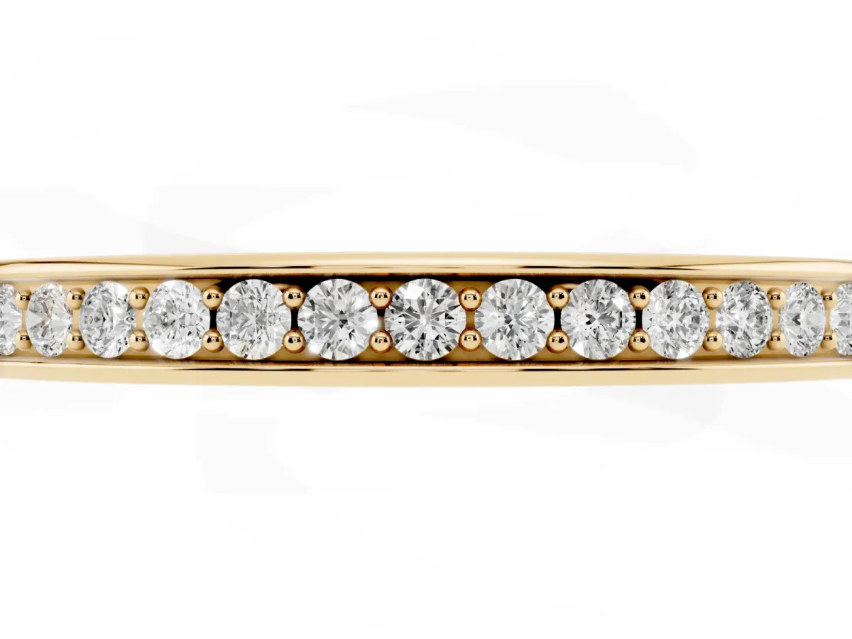 Round Diamond Pavé Set Eternity Band with Channel Setting Yellow gold