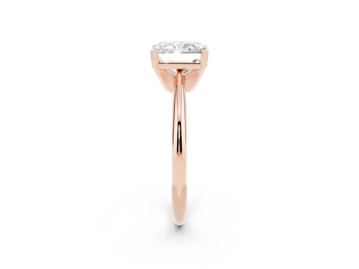 Radiant Cut Cut Solitaire Ring with Four-Prong Setting on a Classic Band Rose gold