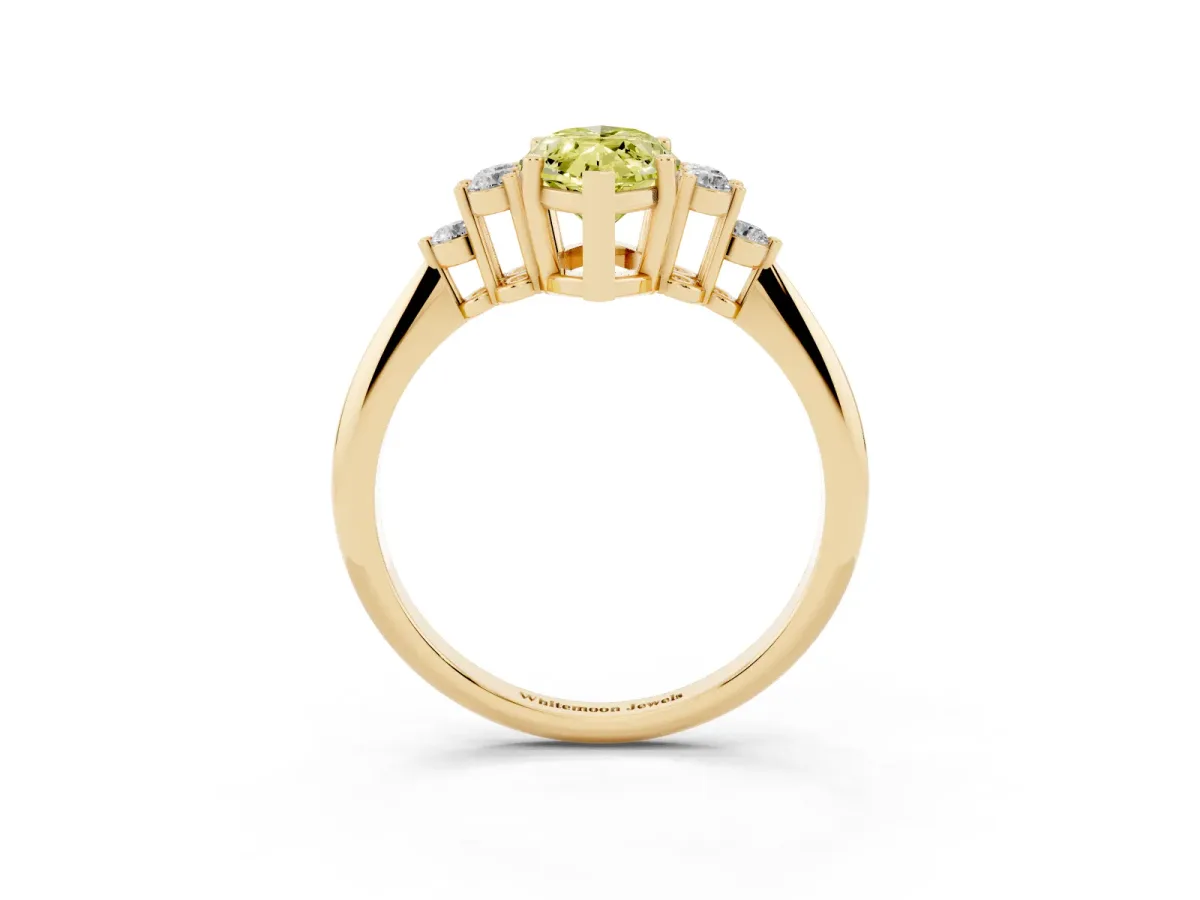 Fancy Yellow Marquise Cut Cut Diamond Cluster Ring with Solitaire Band and Four-Prong Setting Yellow gold