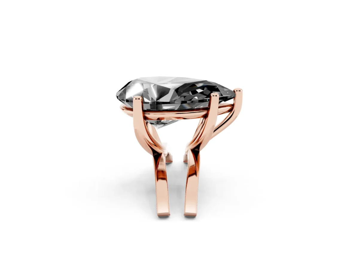 Fancy Black Pear Cut Cut Diamond Solitaire Engagement Ring with Tapered Plain Band and Four-Prong Setting Rose gold