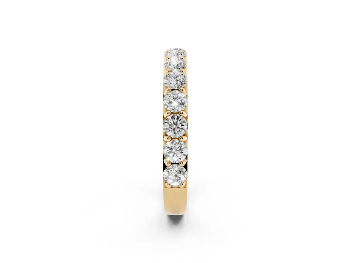 Round Diamond Half Eternity Band with Classic Prong Setting Yellow gold
