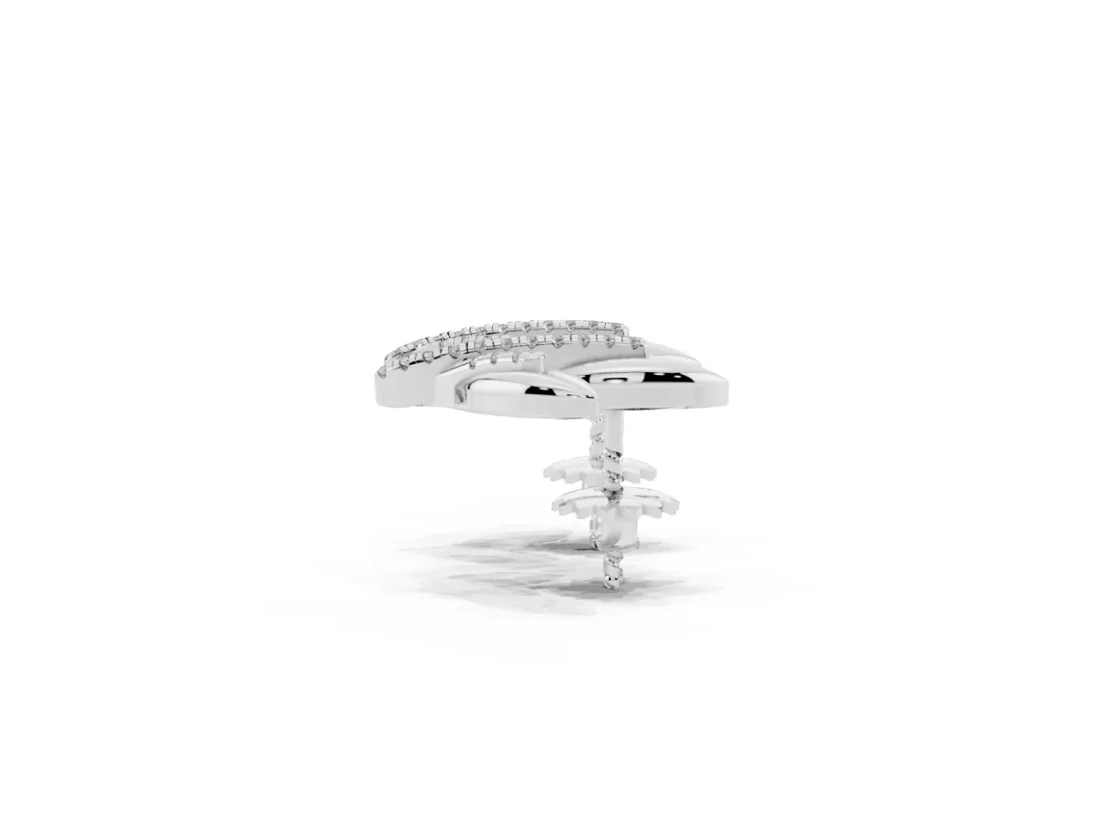 Round Diamond Olive Branch Stud Earrings Platinum