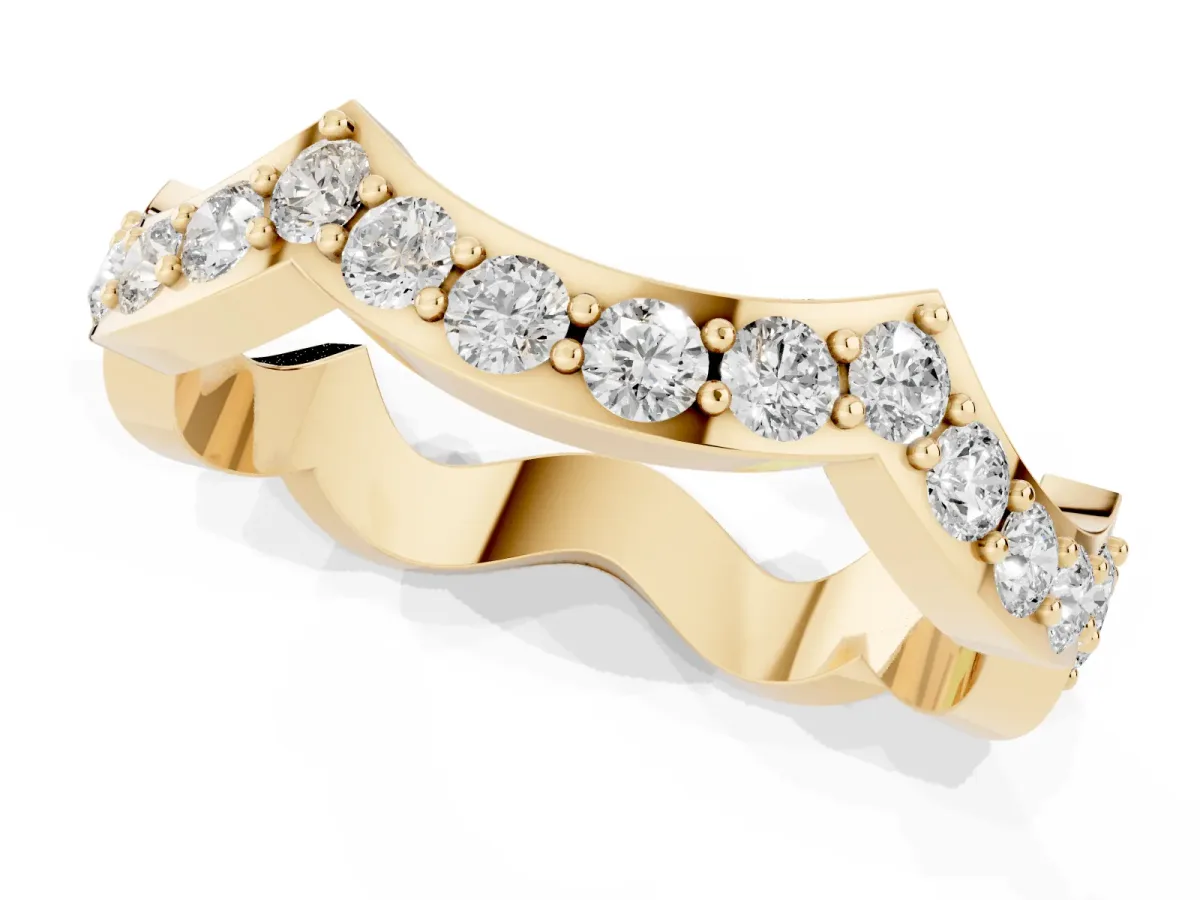 Round Diamond Pavé Zigzag Eternity Band Yellow gold