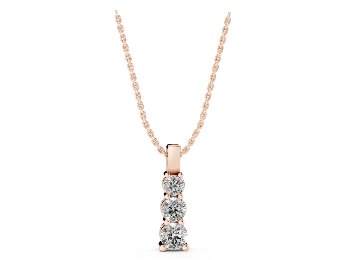 Round Diamond Vertical Prong Pendant Rose gold