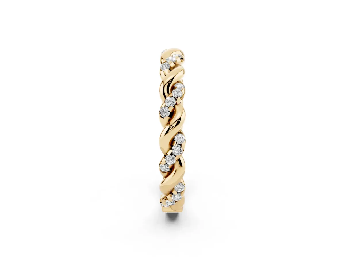 Twisted Pavé Round Diamond Eternity Band Yellow gold