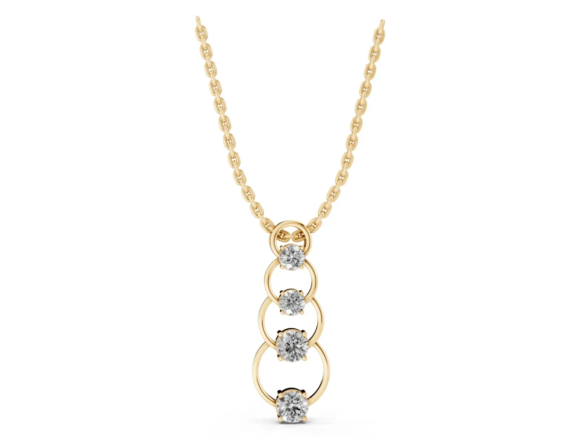 Round Diamond Four-Prong Circle Pendant Yellow gold