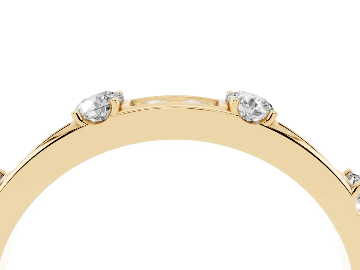 Round Diamond Channel Set Eternity Band with Prong Setting Yellow gold