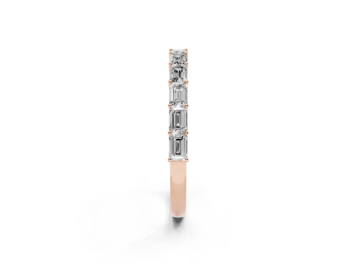 Emerald Cut Diamond Single Row Wedding Band Rose gold