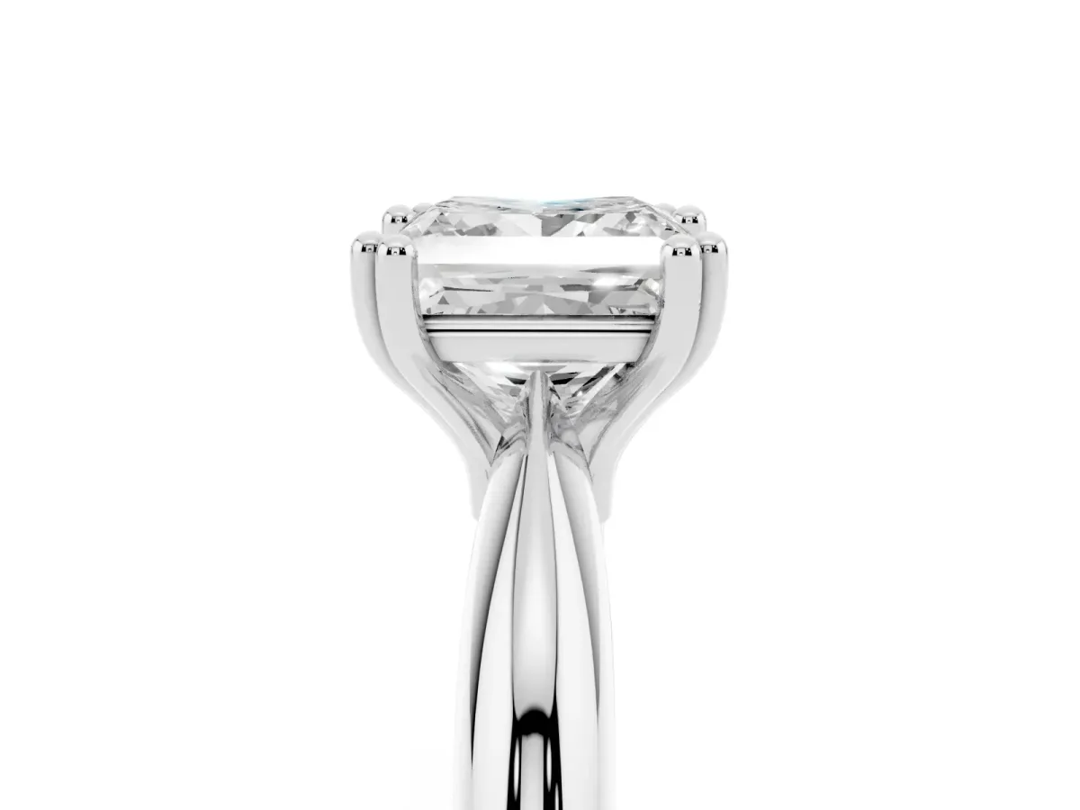 Princess Cut Cut Solitaire Engagement Ring with Tapered Band and Four-Prong Setting Platinum