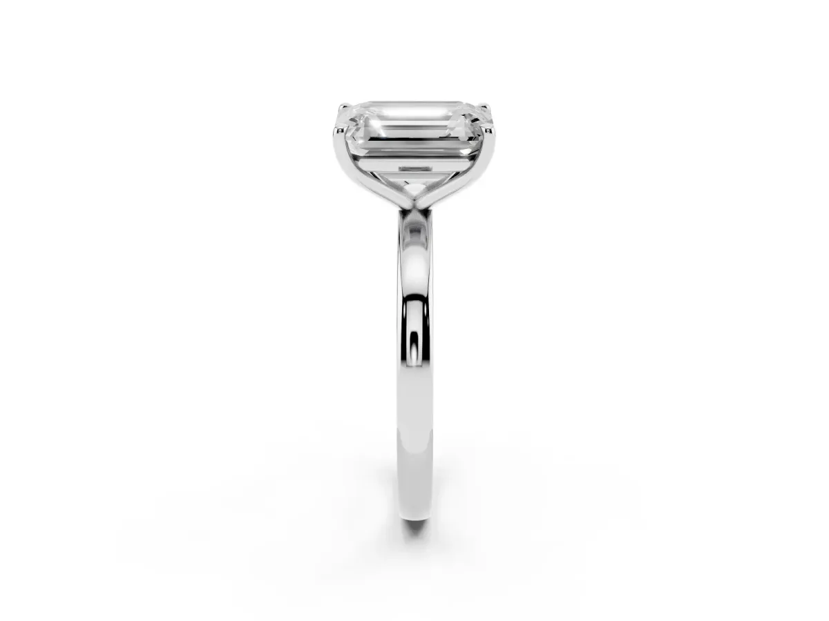 Emerald Cut and Emerald Cut Toi Moi Ring with Prong Setting Silver