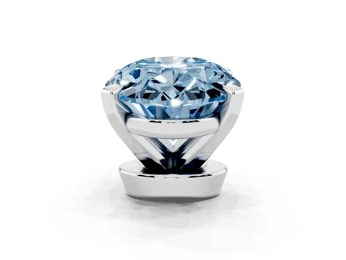 Fancy Blue Oval Cut Diamond Solitaire Ring with Prong Setting and Classic Band White gold