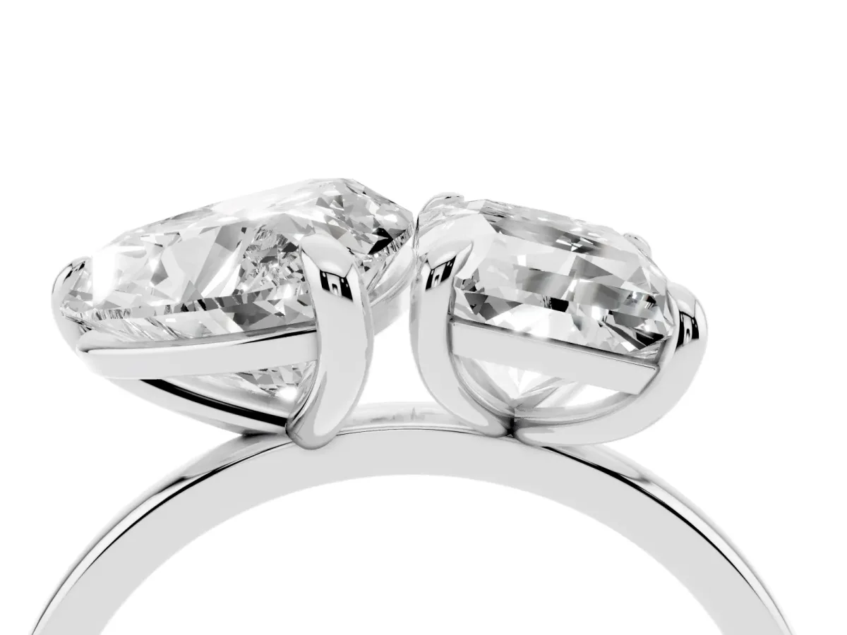Radiant and Heart Toi Moi Ring with Prong Setting and Plain Band Silver