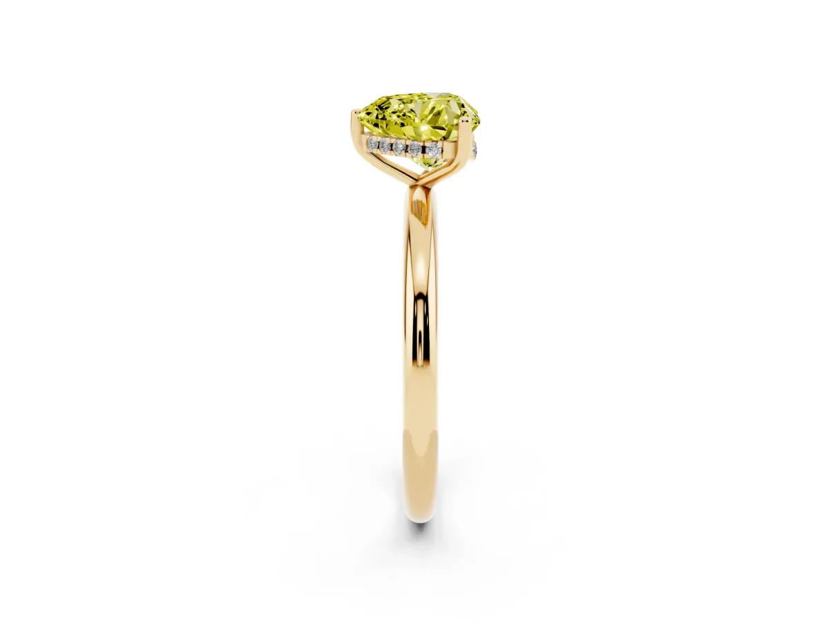 Fancy Yellow Heart Cut Cut Solitaire Engagement Ring with Four-Prong Setting and Classic Band Yellow gold