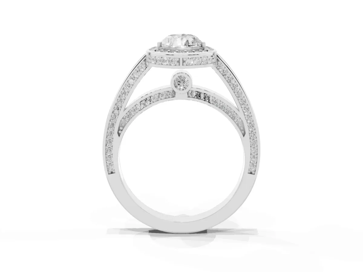 Pear Cut Cut Halo Pave Split Shank Prong Setting Ring Platinum