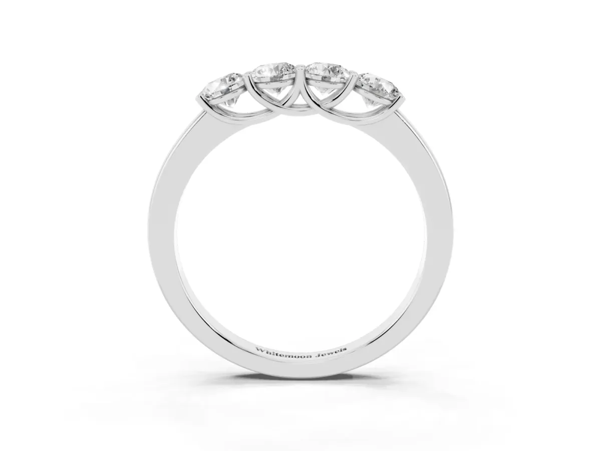 Four-Stone Round Diamond Prong-Set Band White gold