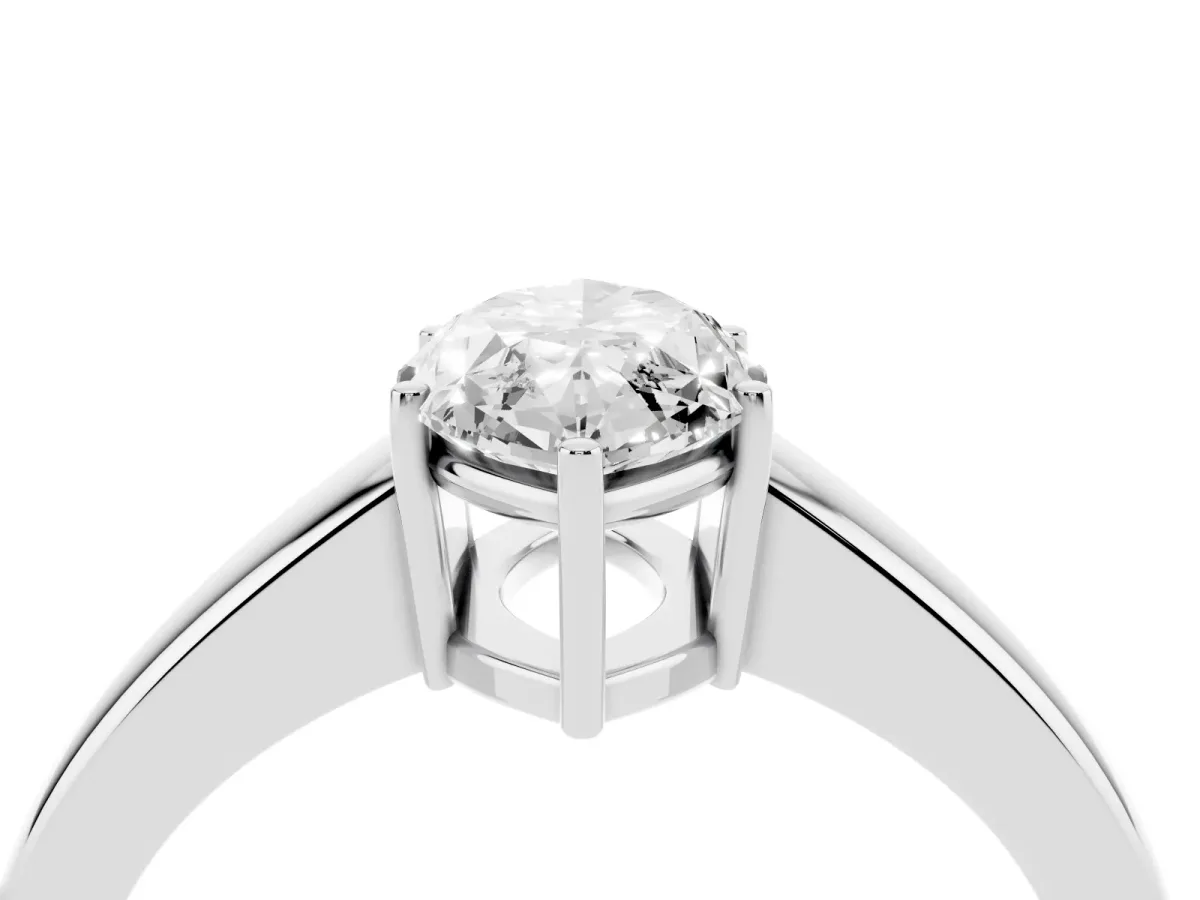 Marquise Cut Solitaire Diamond Ring with Tapered Band and Four-Prong Setting Platinum