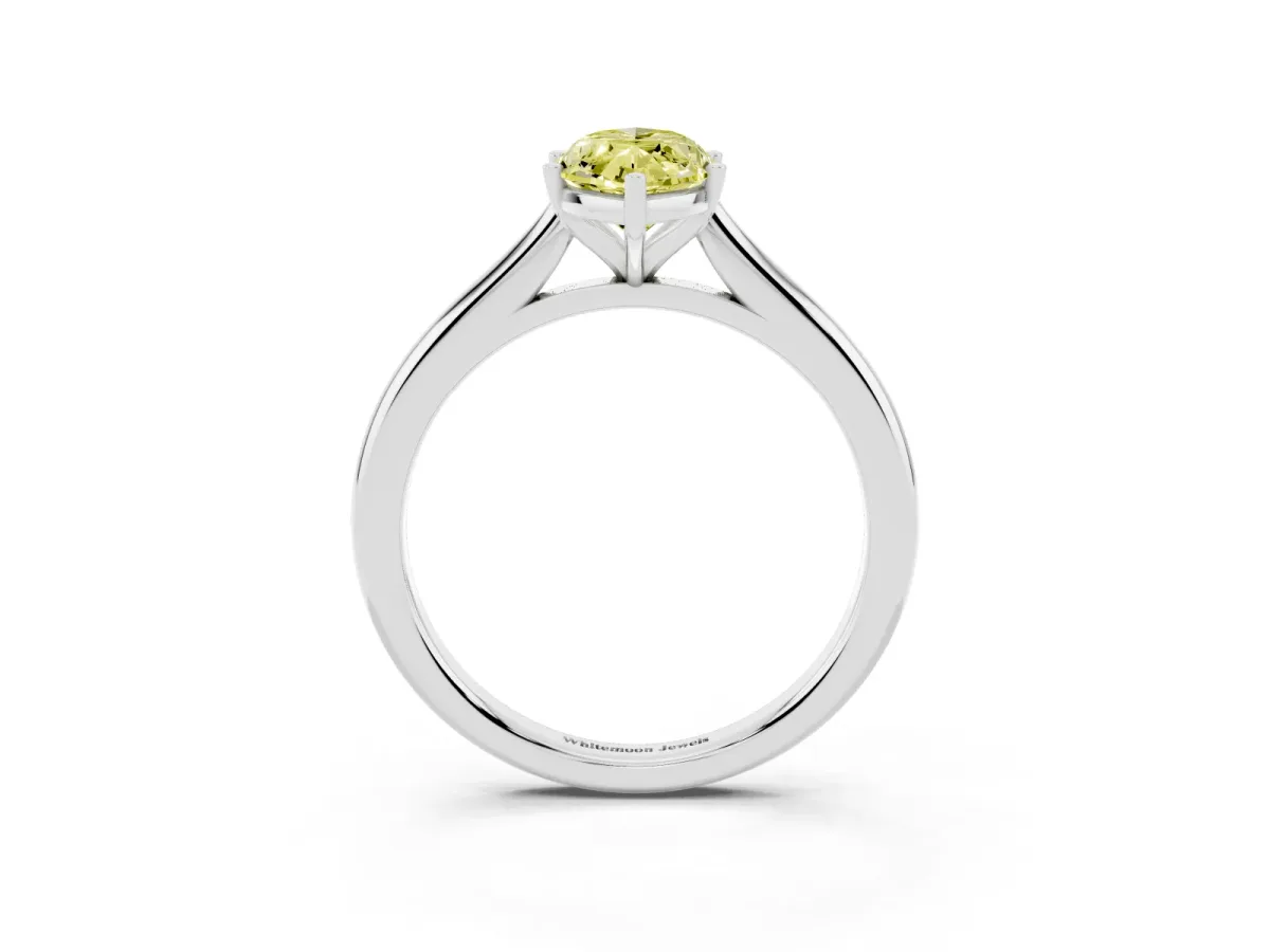 Fancy Yellow Marquise Cut Cut Solitaire Ring with Cathedral Band and Four-Prong Setting Silver