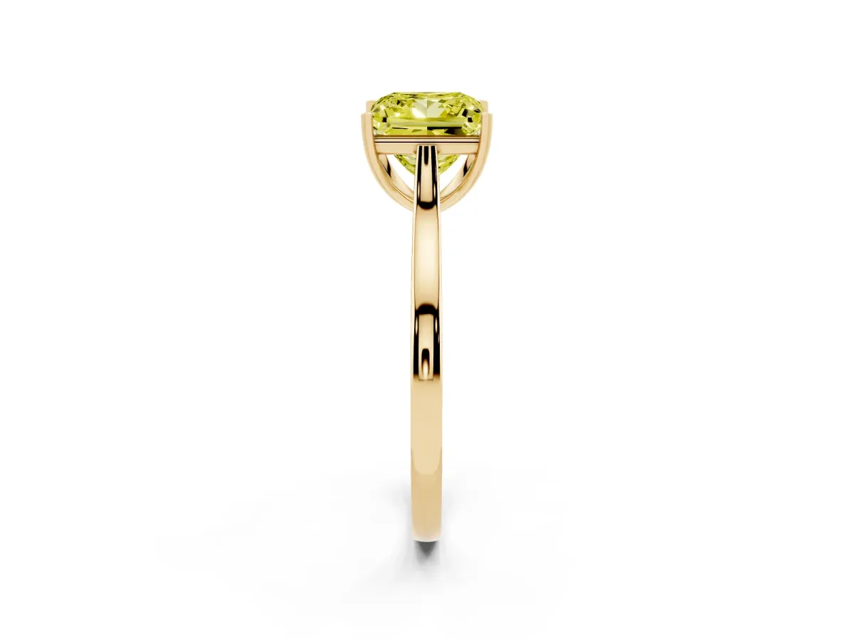 Fancy Yellow Princess Cut Solitaire Heart Prong Engagement Ring with Tapered Band Yellow gold