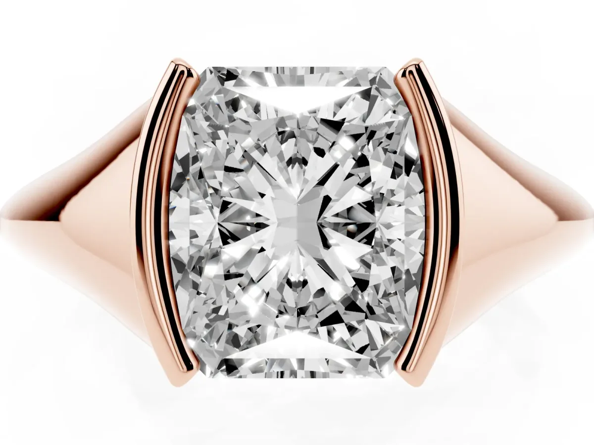 Radiant Cut Solitaire Tension Set Diamond Ring Rose gold