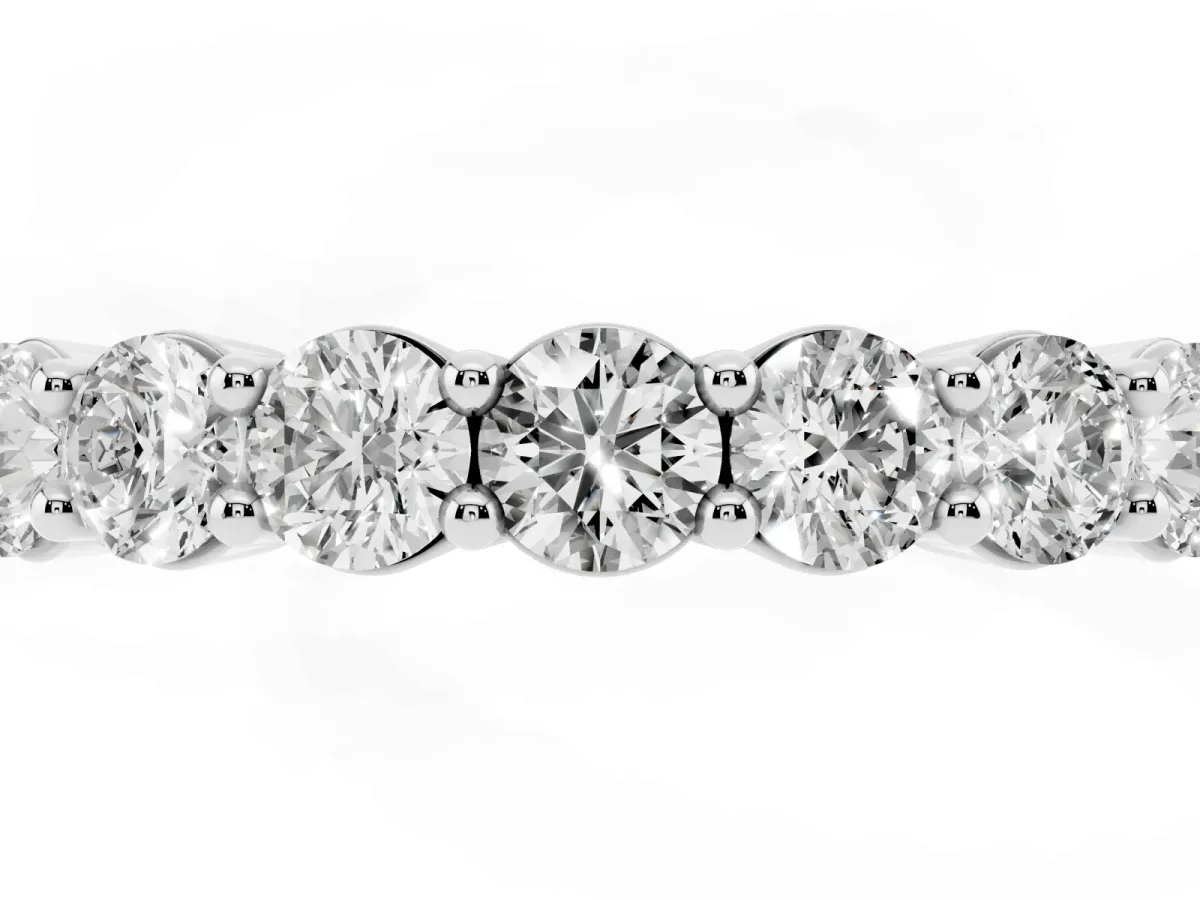 Round Diamond Half Eternity Band with Prong Setting Silver