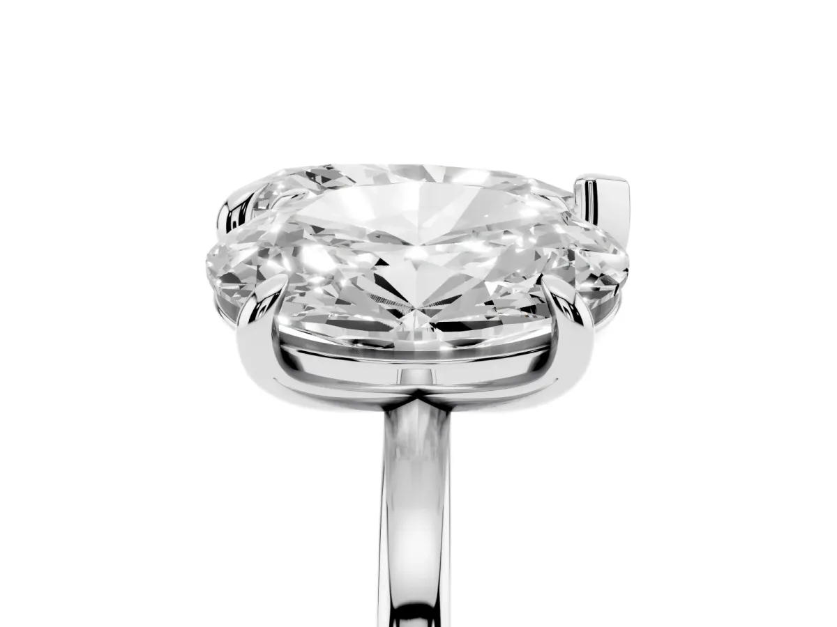 Oval and Pear Toi Moi Ring with Prong Setting and Plain Band White gold