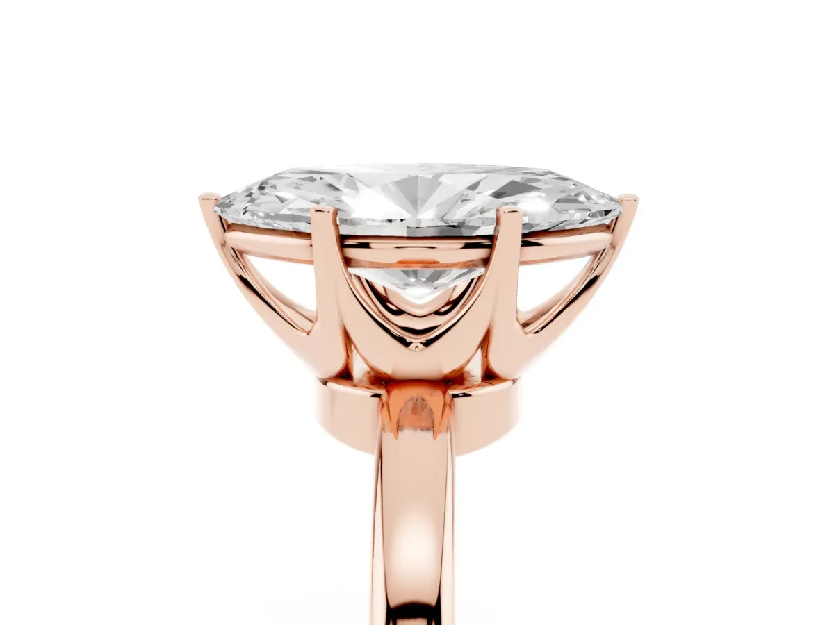 Marquise Cut Solitaire Diamond Ring with Six-Prong Setting on a Classic Band Rose gold