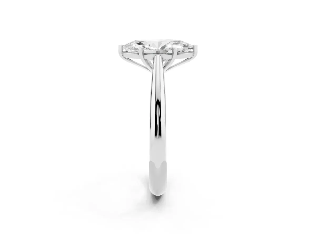Marquise Cut Diamond Solitaire Engagement Ring with Cathedral Setting and Four-Prong Mount Platinum