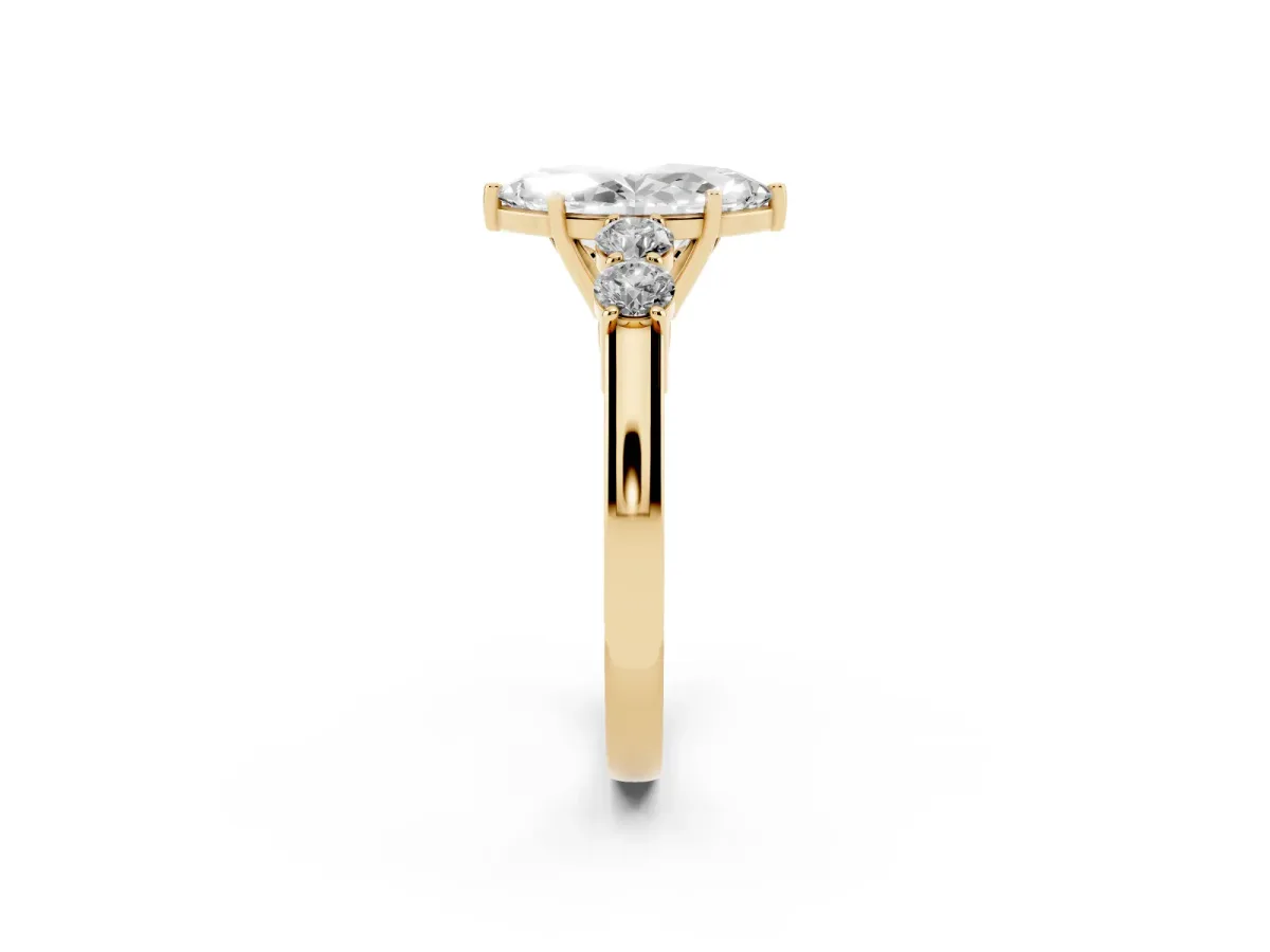 Marquise Cut Cut Diamond Five-Stone Prong Set White Gold Ring Yellow gold