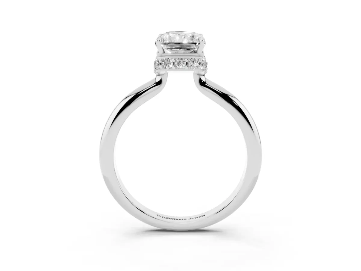 Radiant Cut Brilliant Solitaire Engagement Ring with Six-Prong Setting and Classic Band Platinum