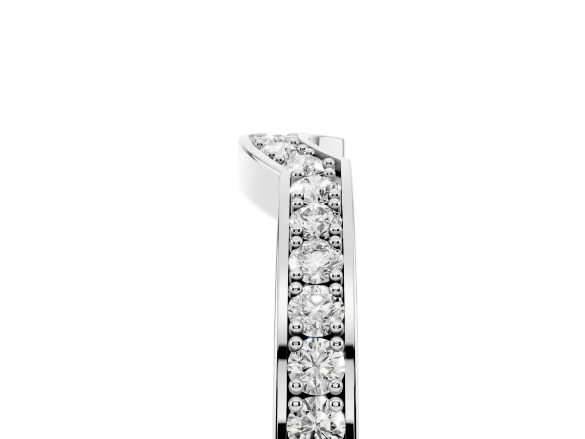 Pavé Round Diamond Contour Band with Channel Setting White gold