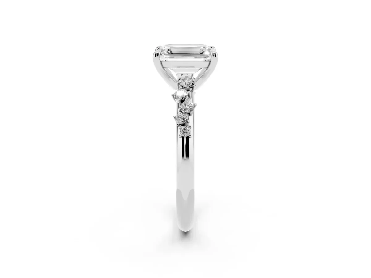 Emerald Cut Cut Diamond Vine Band with Four-Prong Setting Silver